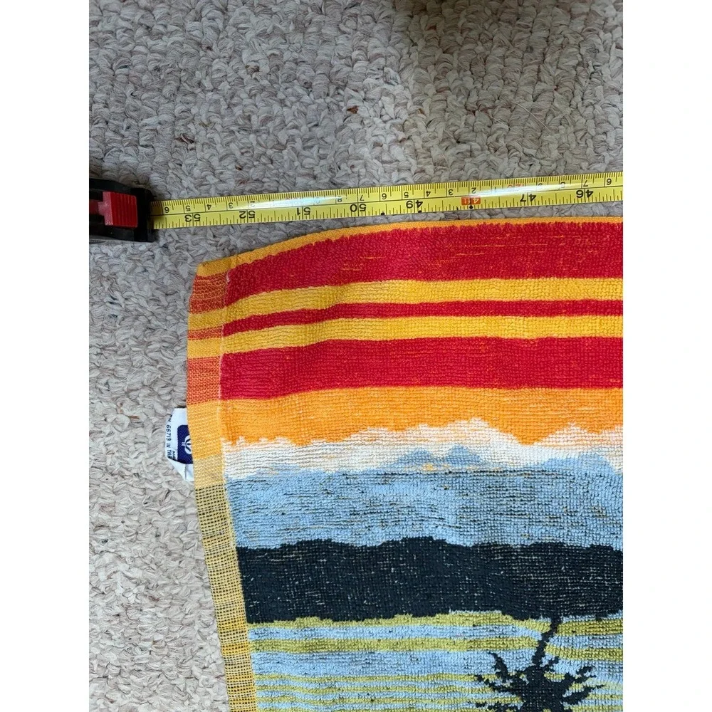 Vtg 80s Red/Yellow/Black WIND-SURFING BEACH TOWEL Summer Ocean Pool Gym